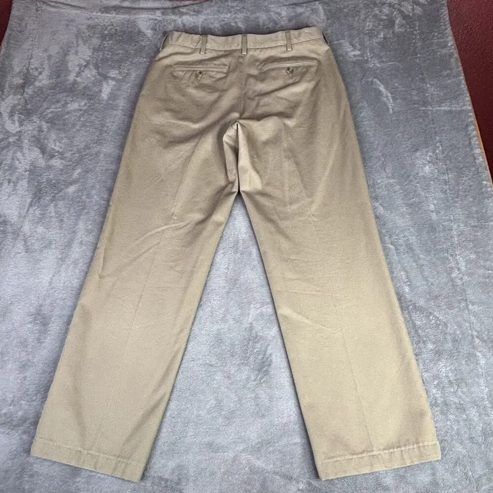 Lands' End Pants Mens 33x30 Beige Khakis Classic Fit Flat Front Cotton lot of 2 - Picture 9 of 11